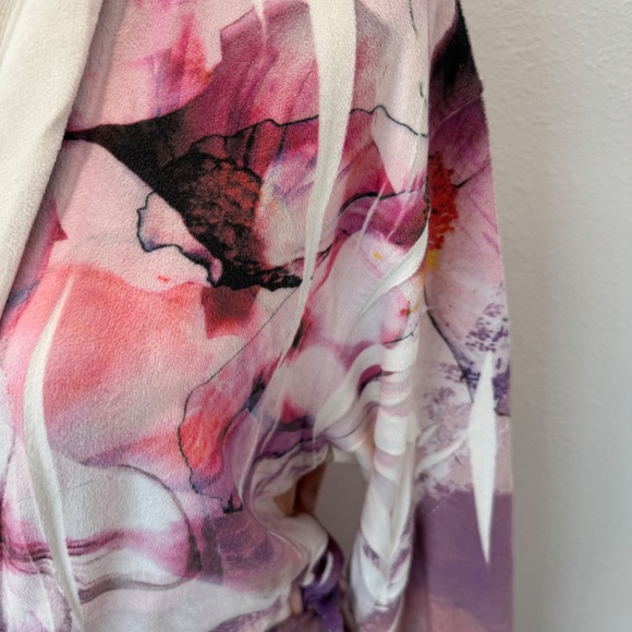WRAP UP BY VP Women’s Long Pink/Cream Floral Print Soft Robe One Size - Picture 5 of 16